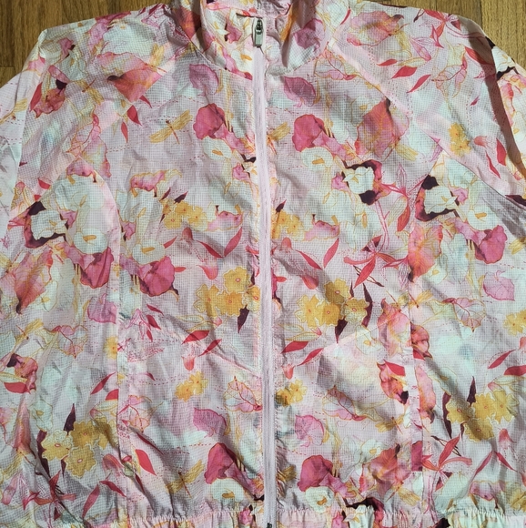 NWT Nanette Lepore Play wind suit zip up rain jacket, women's 2X, floral pink - Picture 2 of 11